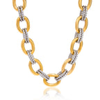 Two-Tone 18k Gold Plated Stainless Steel Necklace & Bracelet - Twisted Bold Modern