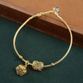 Tourmaline Turquoise Lotus Bracelet in Sterling Plated Copper