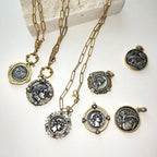 Vintage Coin Chain Link Necklace in Copper & Stainless Steel