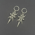 Gothic Punk Y2K Stainless Steel Spike Hoops Piercing Long Dangle Earrings