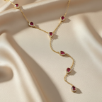 Long Gold-Plated Copper Necklace with Cubic Zirconia Stones