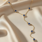 Long Gold-Plated Copper Necklace with Cubic Zirconia Stones