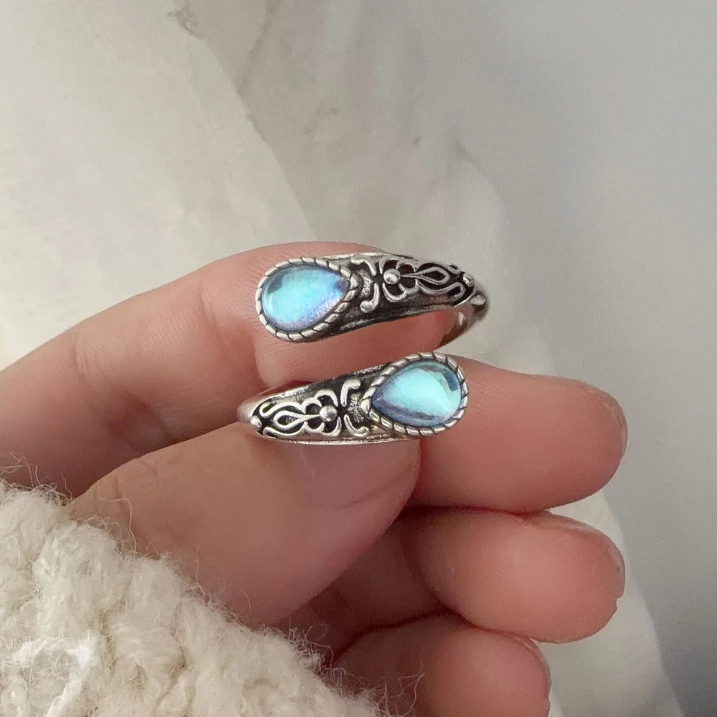 Light Blue Zircon Ring in 925 Sterling Silver Adjustable