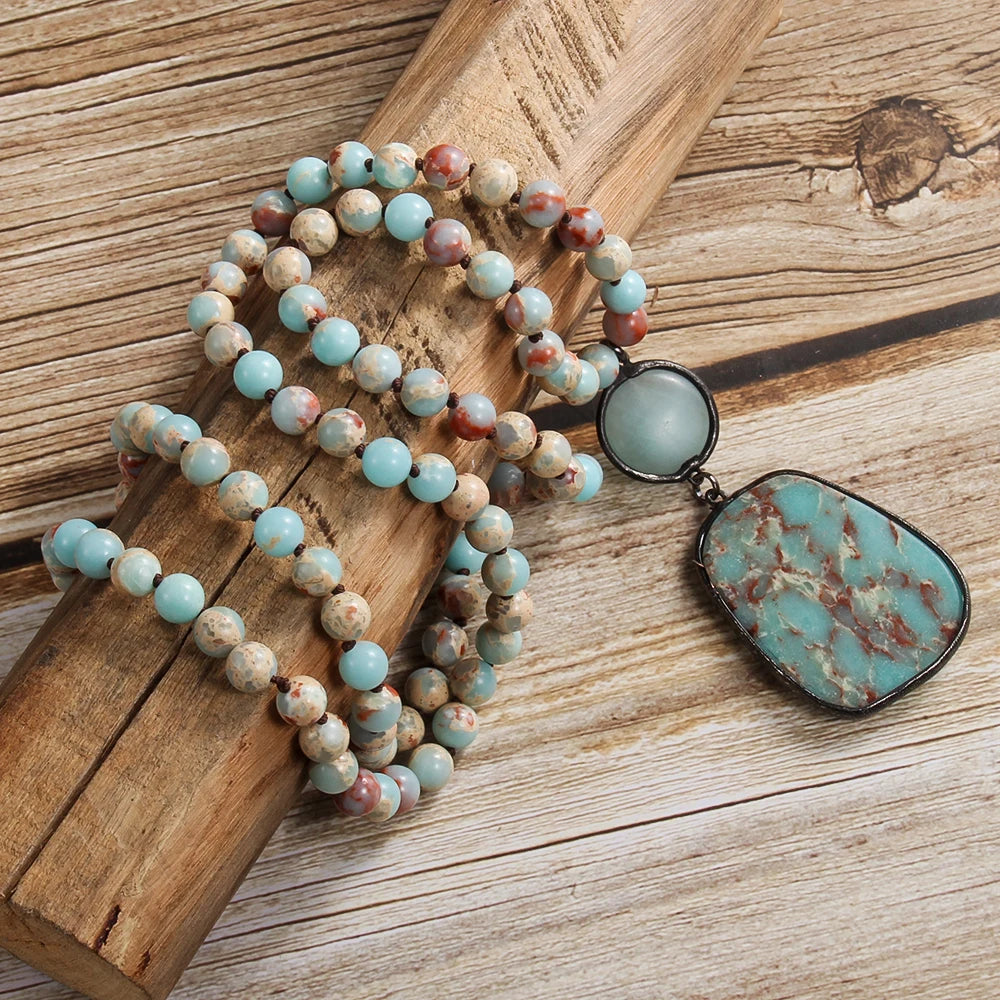 Bohemian Natural Bead Stone Necklace in Zinc Alloy