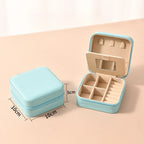 1pc Single Layer Square Storage Box Ladies Travel Leather Jewelry Box Classic Various Colors Storage Box with Mirror