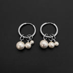 14K Gold-Plated Stainless-Steel Hoop Earrings with Faux Pearls