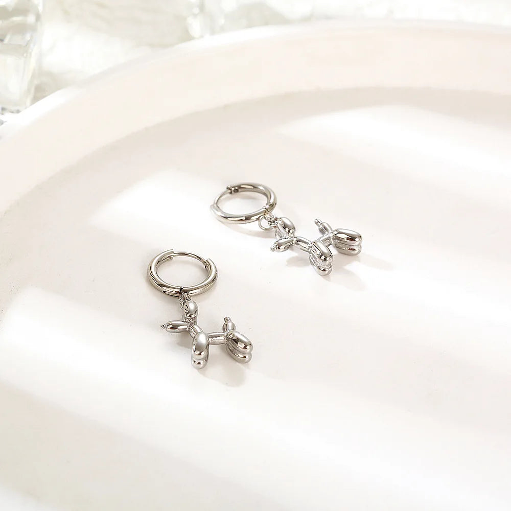 Mini Balloon Dog Earrings or Necklace In Zinc Alloy - Precious, Darling, Feminine