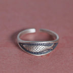 925 Sterling Silver Retro Fish Ring Adjustable