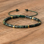 Adjustable Rope Bracelet with Natural Stone Beads - Large Selection
