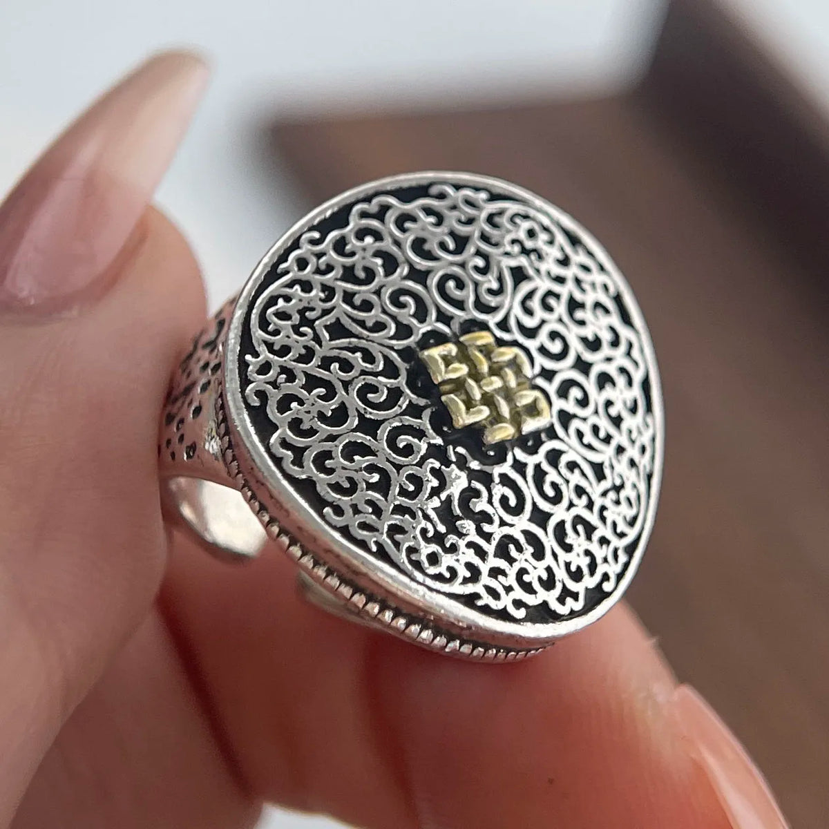 925 Sterling Silver Bold Adjustable Size Stamp Ring
