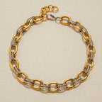 Two-Tone 18k Gold Plated Stainless Steel Necklace & Bracelet - Twisted Bold Modern