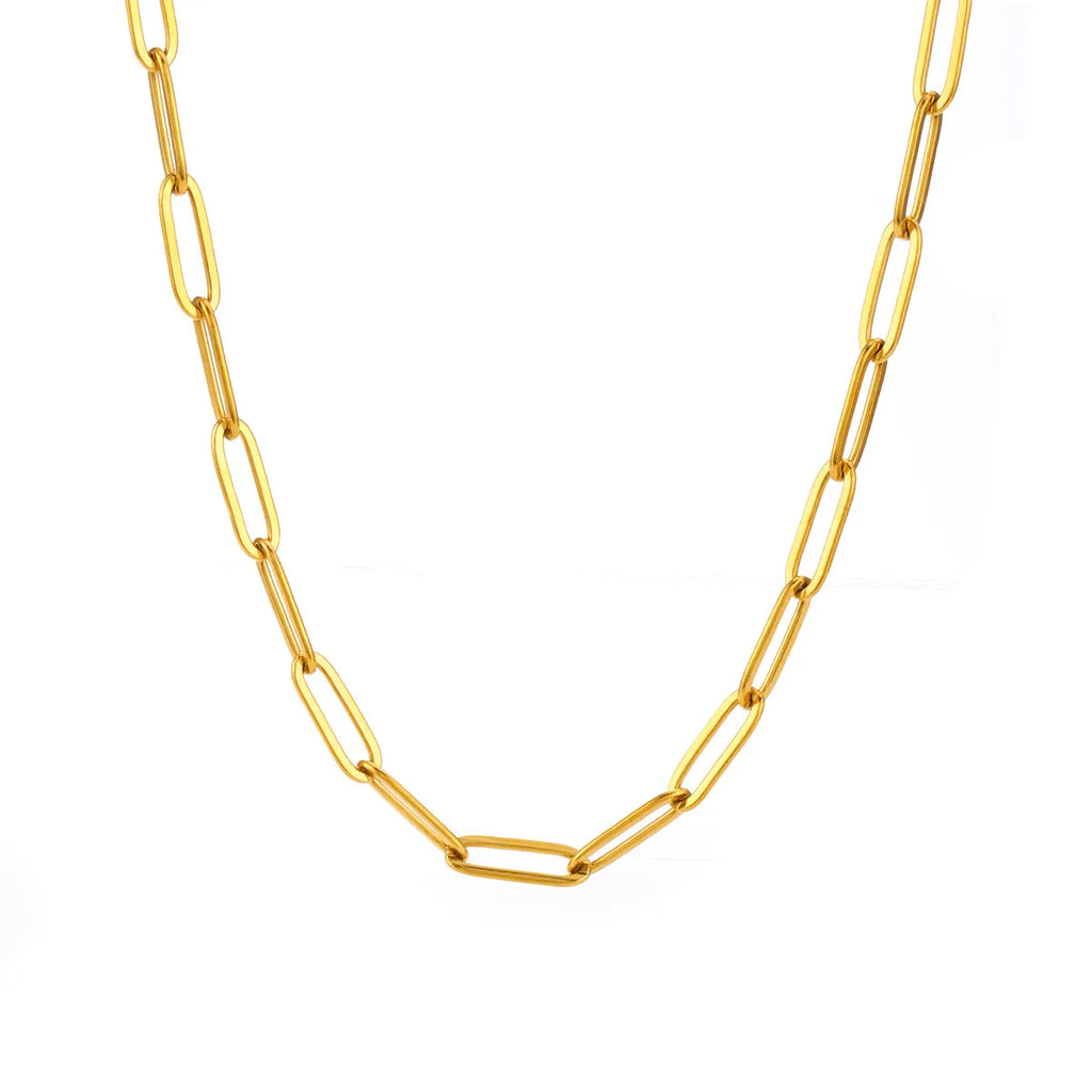 Minimalist Gold-Tone Chain Necklace & Bracelet in Stainless Steel