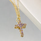 Collection of Bold Gold-Plated Cross Pendant Necklaces