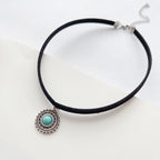 Boho Vamp Rope Choker with Turquoise Pendant