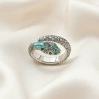 Tropical Mystic Snake Ring in 925 Sterling Silver with Zircons