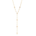 Long Y-Shaped Necklace with Geometric Zircons in 18K Gold-Plated Stainless Steel