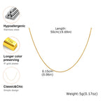 3 Layer Gold-Plated Stainless Steel Snake Chain Necklace – Multiple Lengths, 40–120 cm