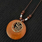 Selection of Retro Wooden Pendant Alloy Chain Necklace