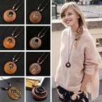 Selection of Retro Wooden Pendant Alloy Chain Necklace