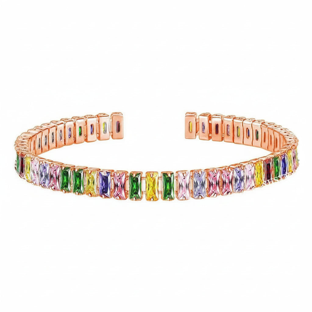 Selection of 925 Sterling Silver Tennis Bracelets with Multi-colored Zircons