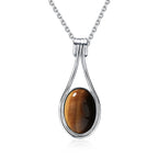 Platinum Plated Sterling Silver Pendant with Natural Labradorite