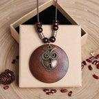 Selection of Retro Wooden Pendant Alloy Chain Necklace