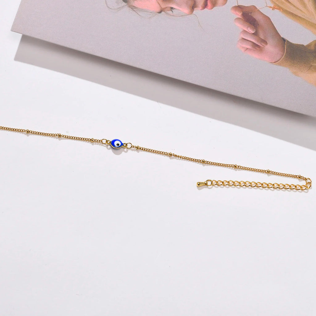 Gold-Plated Stainless-Steel Lucky Blue Evil Eye Anklet - Various Styles!!
