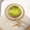 Vintage Inspired Green Zircon Statement Ring – Antique-Style Round Setting