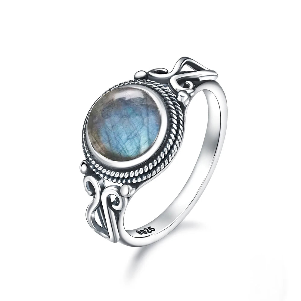 925 Sterling Silver Gemstone Ring – 8mm Natural Stone, Choose Your Favorite Gemstone