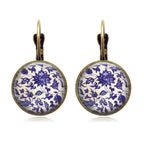 Retro Vintage Pink Rose Flower Round Glass Alloy Earrings - Several Options