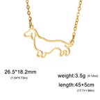 Stainless Steel Pendant Necklace Dachshund Dog Cutout Heart - 4 Options