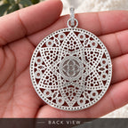 Large White Opal Pendant in 925 Sterling Silver with Zircons