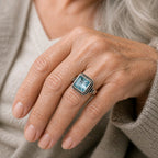 Vintage Inspired Zink Alloy Ring with Large Zircon Stone