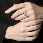 Two-tone Green Zircon Hoop Band Ring